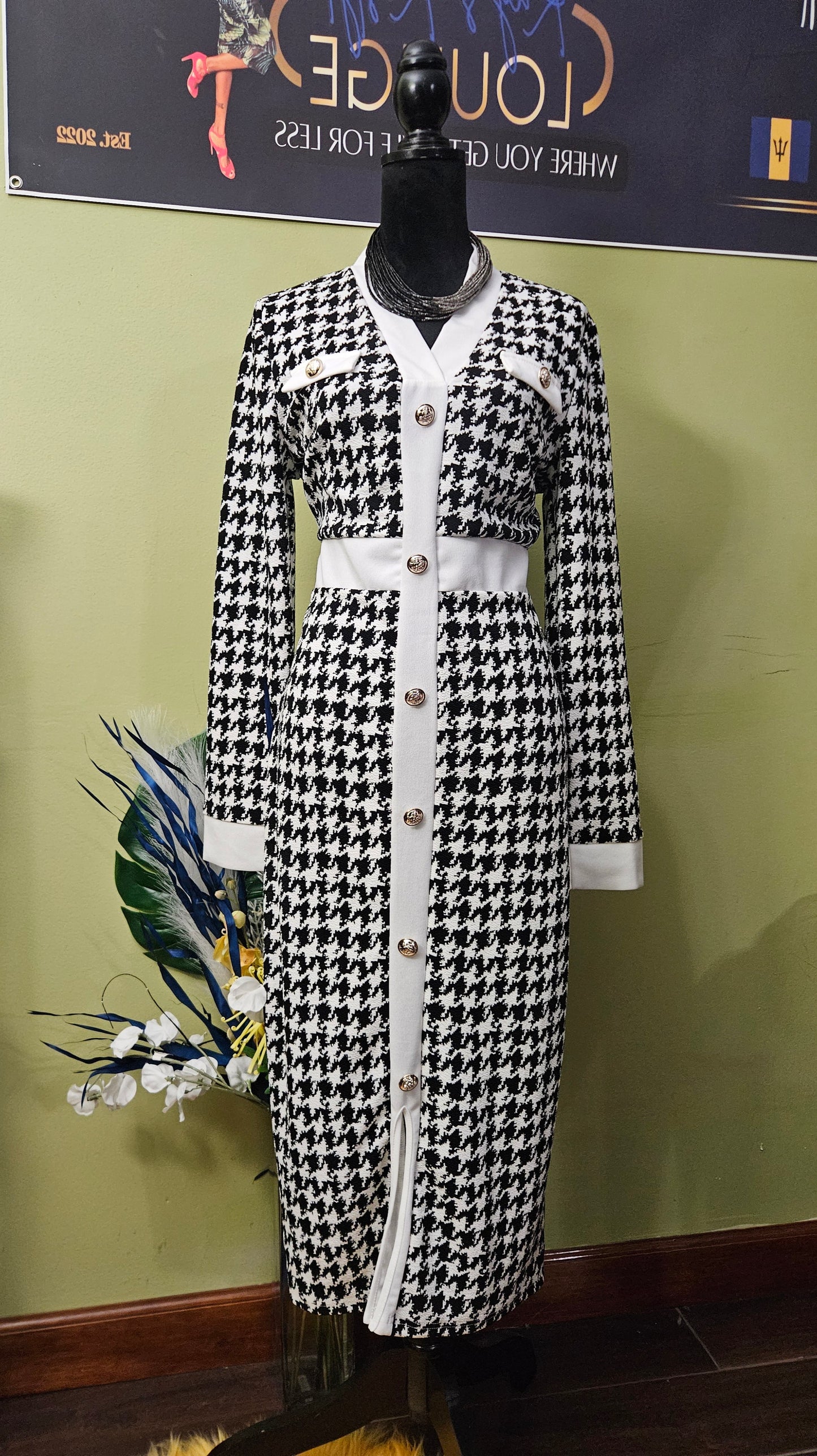 Shein Houndstooth Dress Best Size Medium