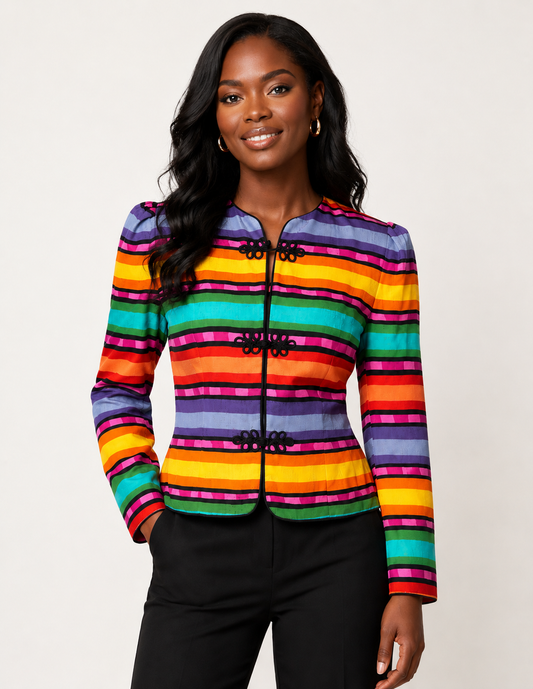 Maggie Barnes Colorful Silk Asian Jacket Best Size 12