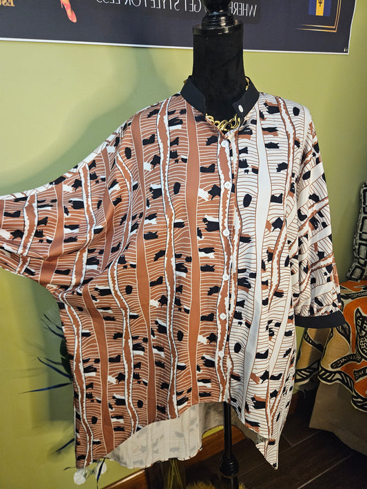 Shein Brown/Black High/Low Blouse Size Large