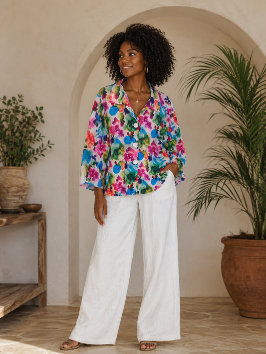 NorthStyle White Floral Blouse Size 2X