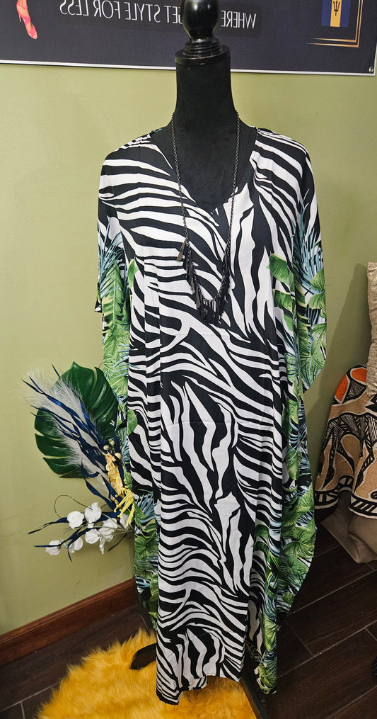 NWT Mixed Zebra Kaftan OS