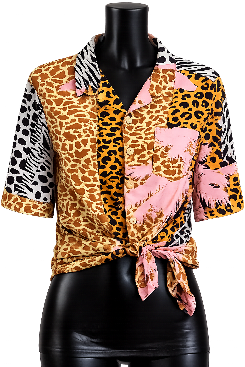 Negative Space Mixed Animal Print Shirt Men's Size Large