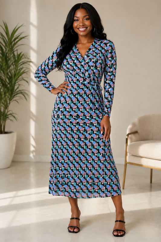 Anne Klein Blocks Printed Dress Size Large