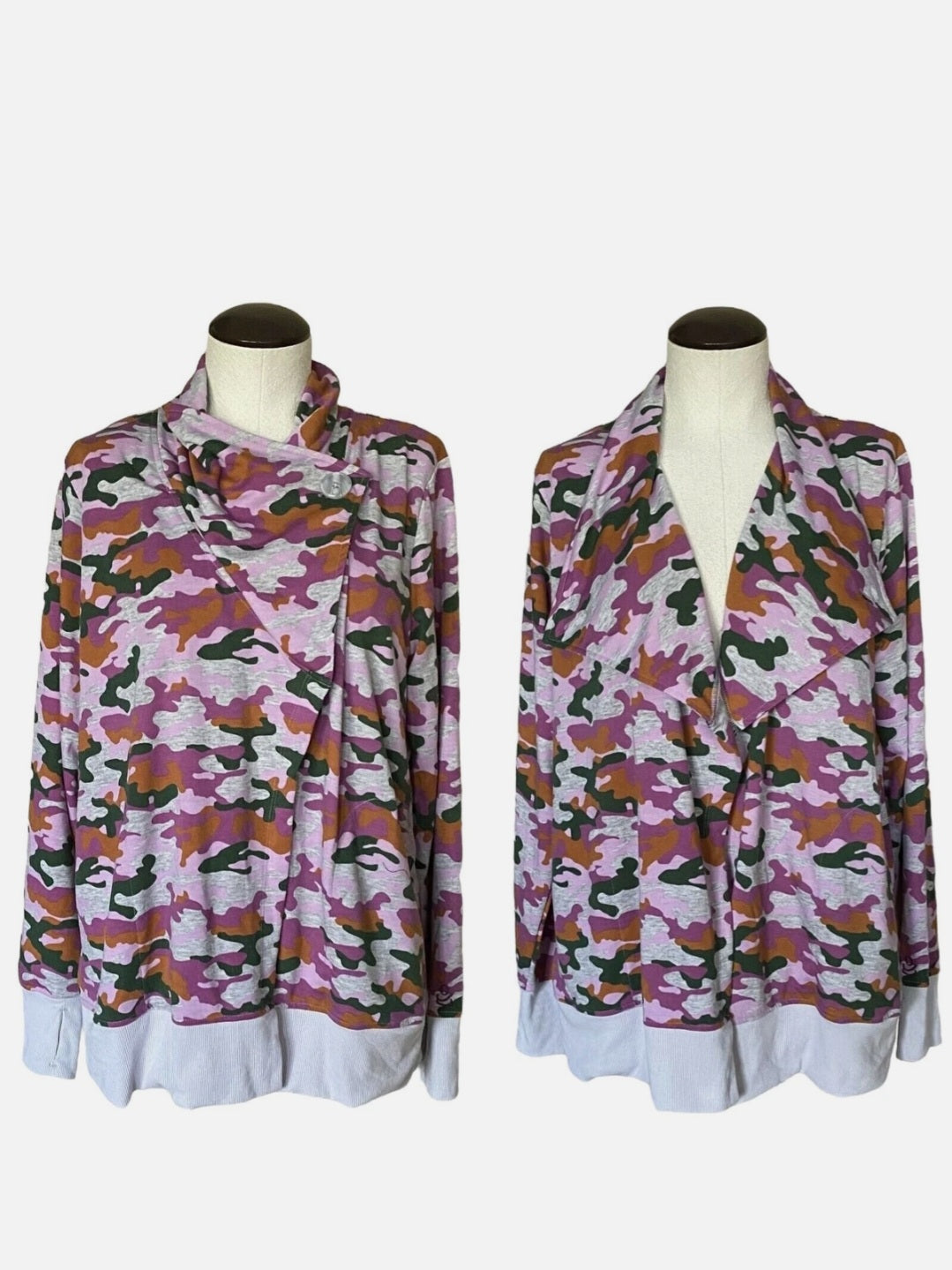Cuddl Duds Colorful Camo Cardigan Jacket Size XL