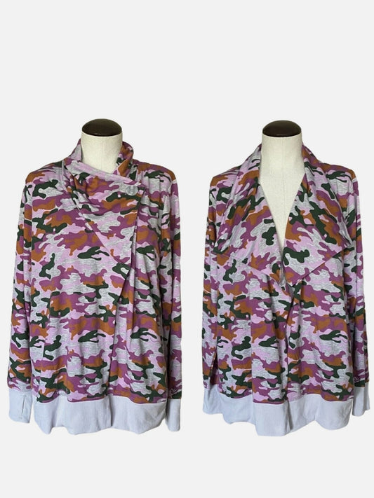 Cuddl Duds Colorful Camo Cardigan Jacket Size XL