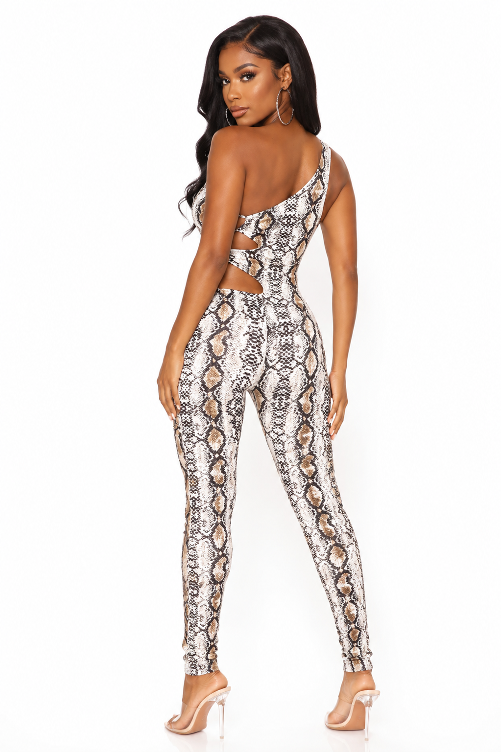 Animal Print One Shoulder Jumpsuit Size Medium