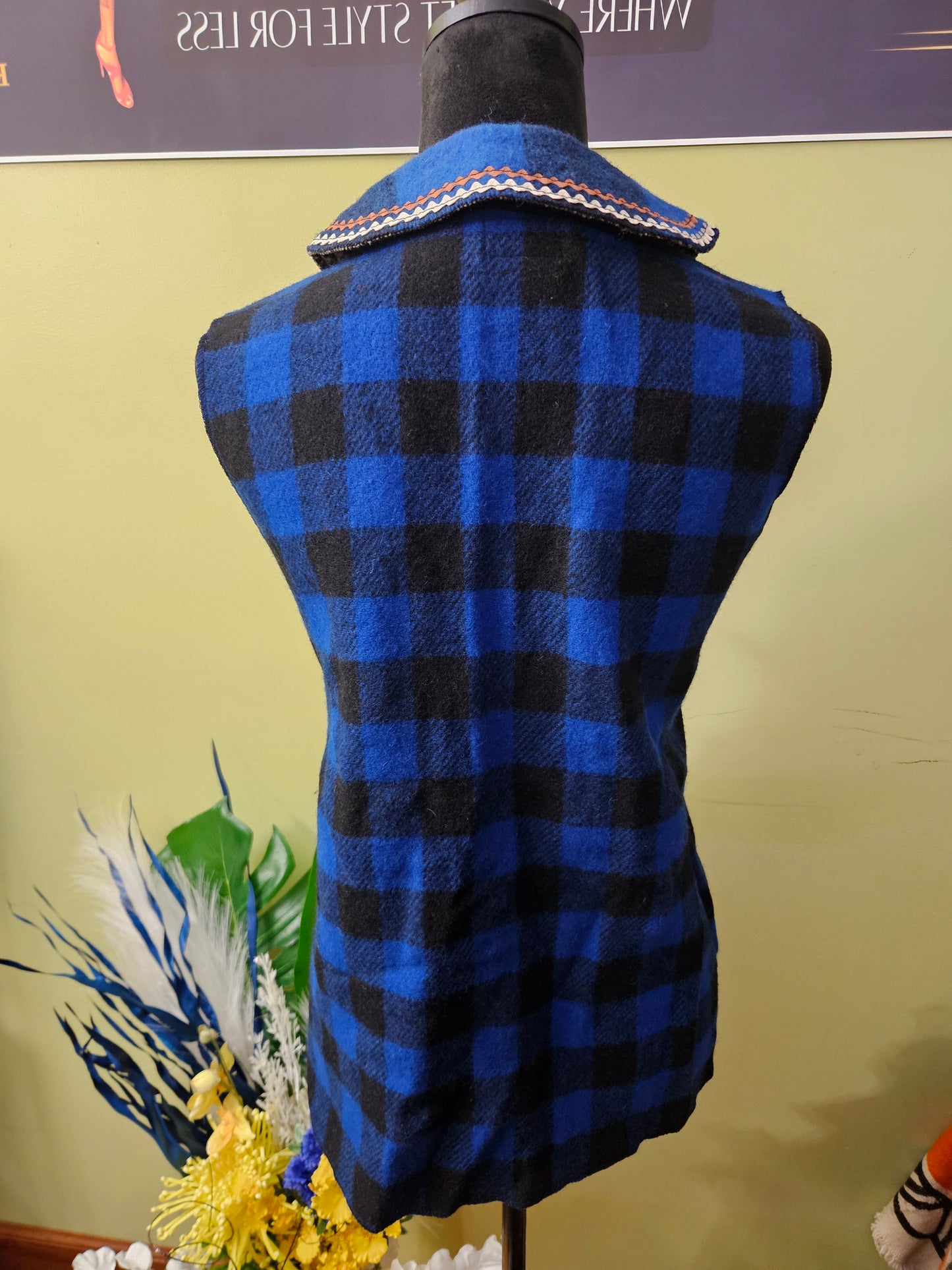 NWT Birchberry Plaid Wool Vest Size Small / Medium