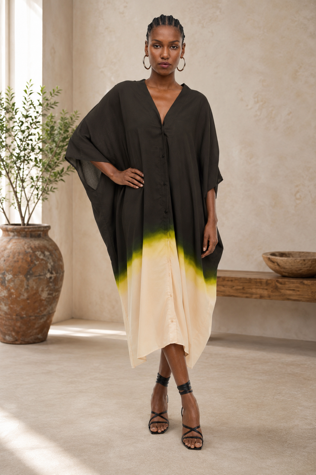 NWT H&M Olive & Cream Sheer Dress Size XL/XXL