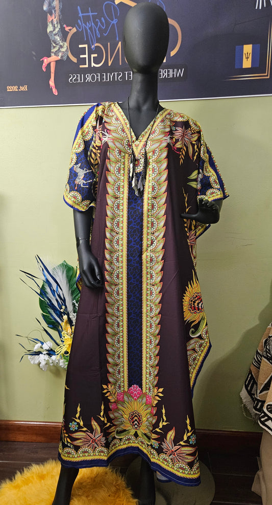 NWT Brown Floral Kaftan One Size