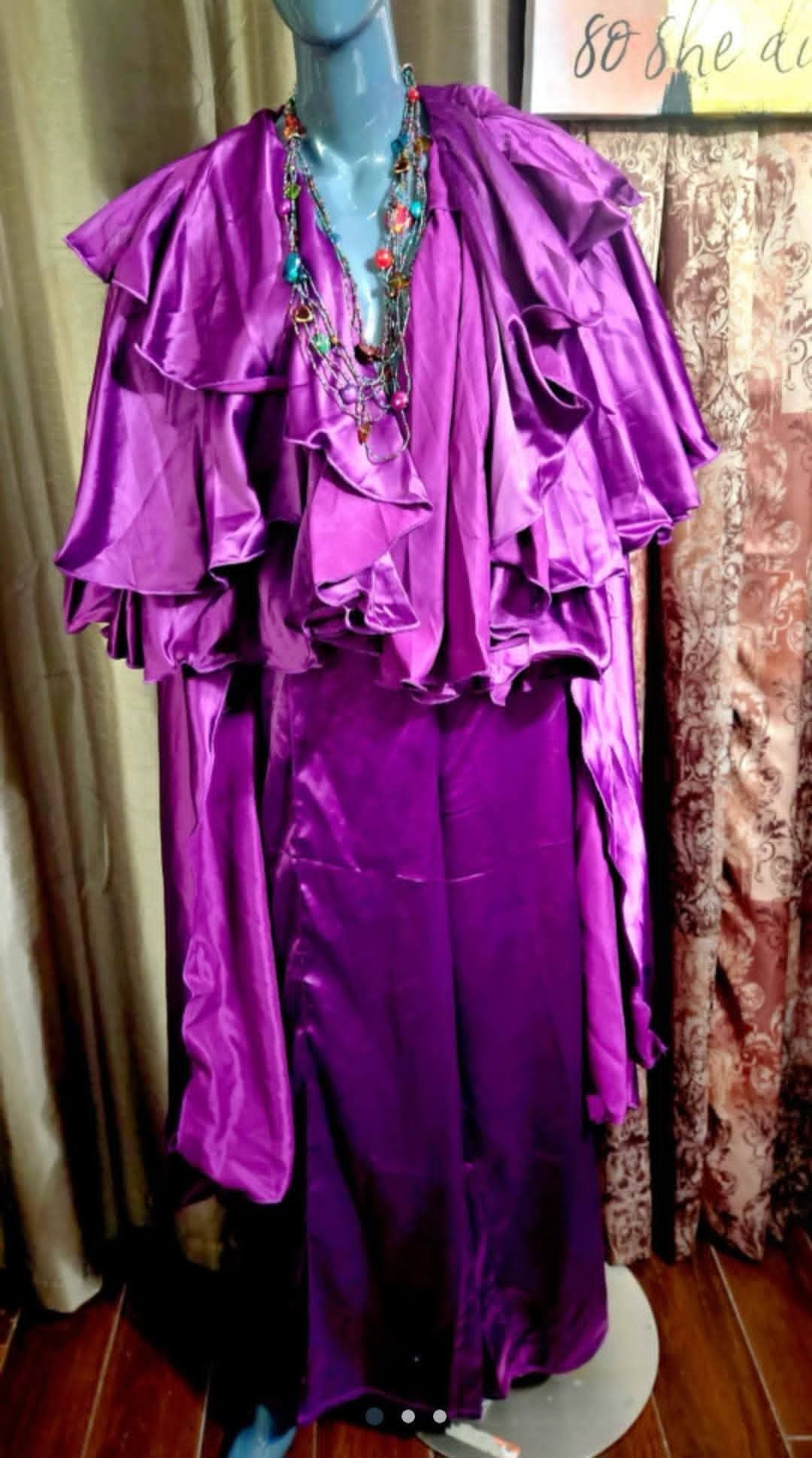NWT Xpluswear Purple Pant Set with Ruffled Cape Duster Size 4X