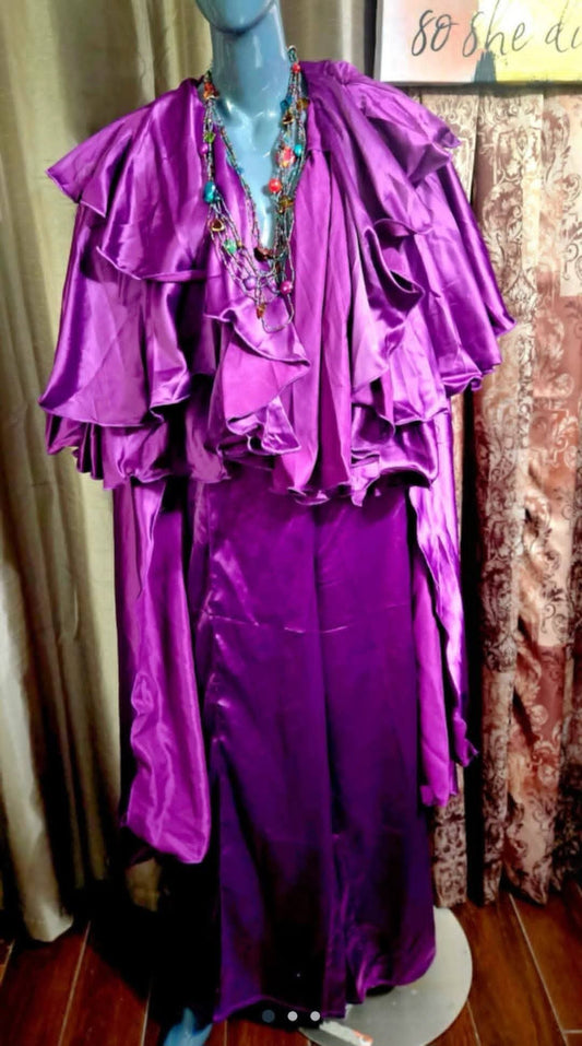 NWT Xpluswear Purple Pant Set with Ruffled Cape Duster Size 4X