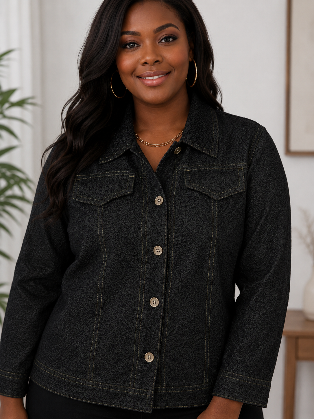 NWT Chico's Black Textured Jacket Size 2/L