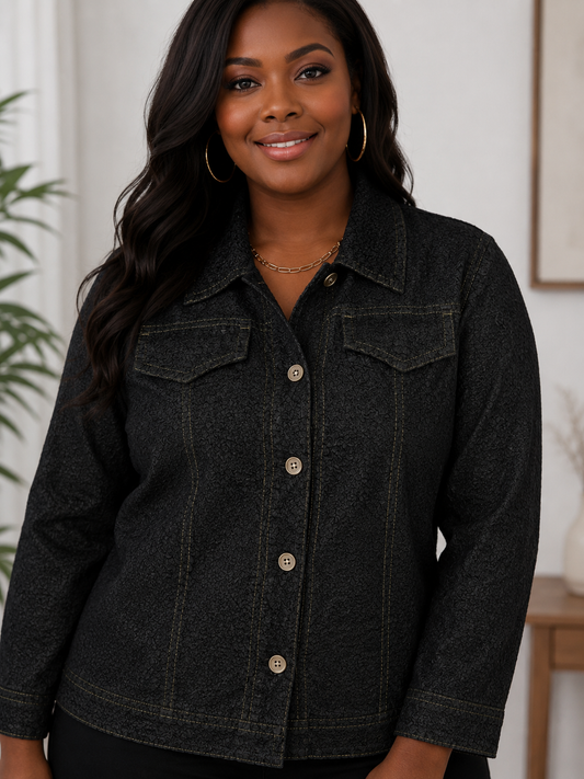 NWT Chico's Black Textured Jacket Size 2/L