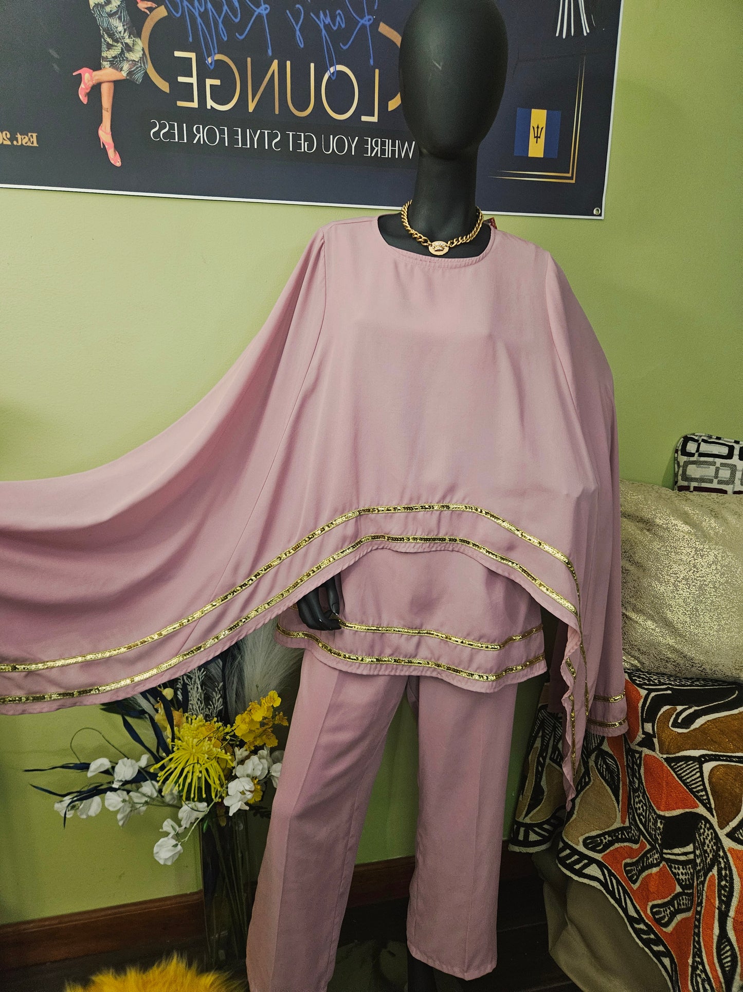 Ashro Pink Three (3) Piece Pant Set