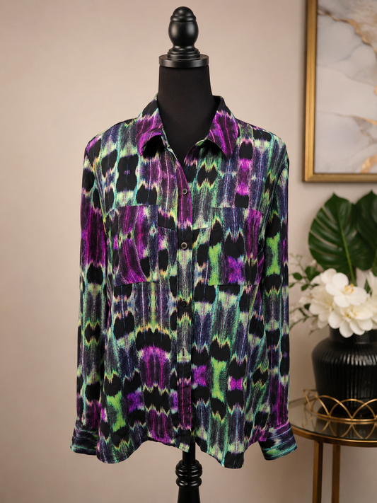 L'Amour Purple & Green Blouse Size XL