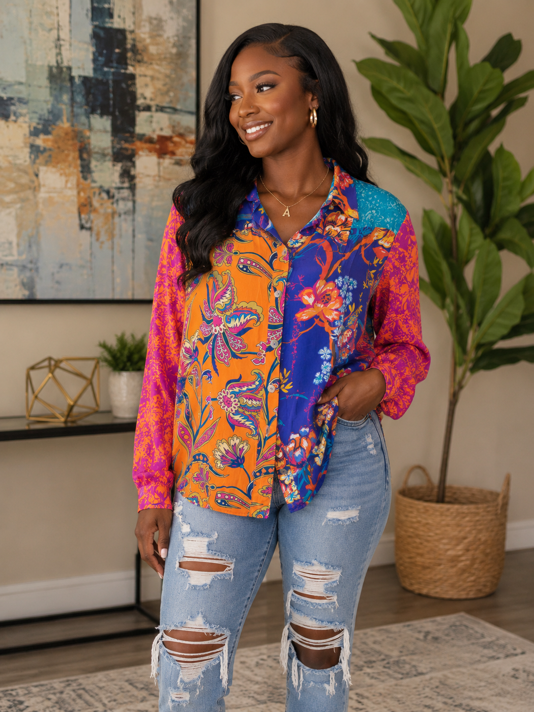 Soft Surroundings Colorful Button Down Size 1X