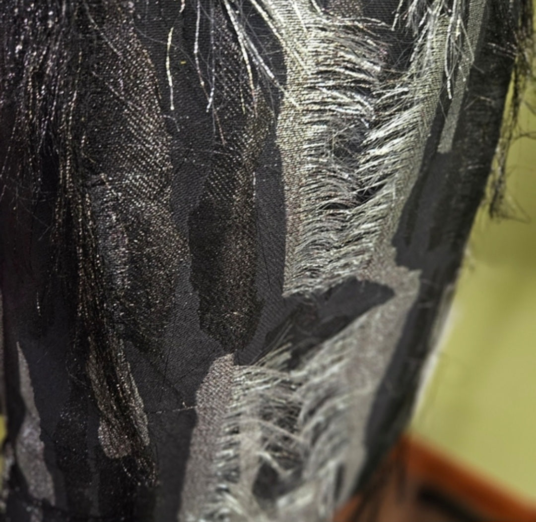 Snow Xue Gau Black and Silver Shimmer Dress Best Size Small