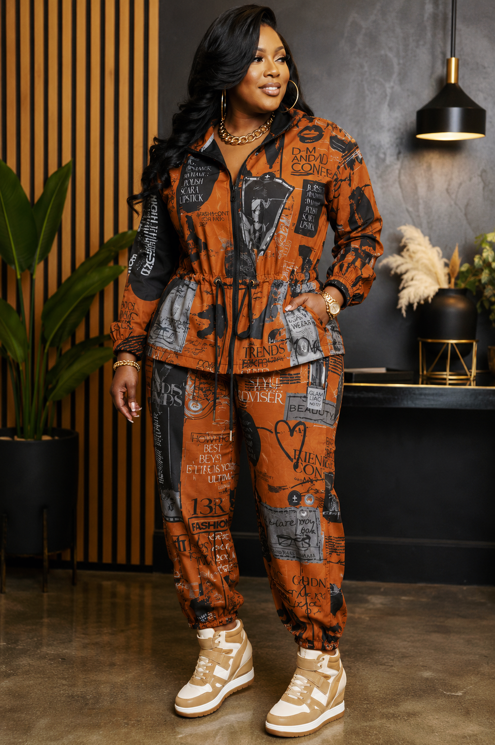 Ashley Stewart Brown Fashion Track Suit Size 26/28