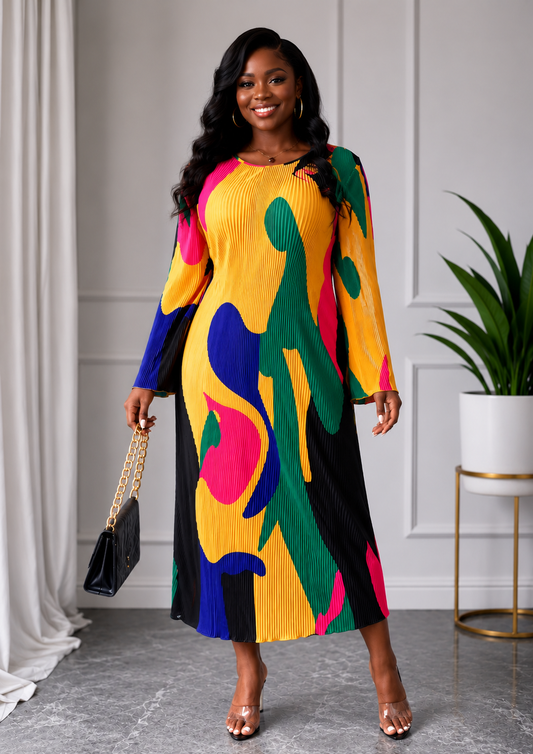 Shein Colorful Pleated Dress Size 3X