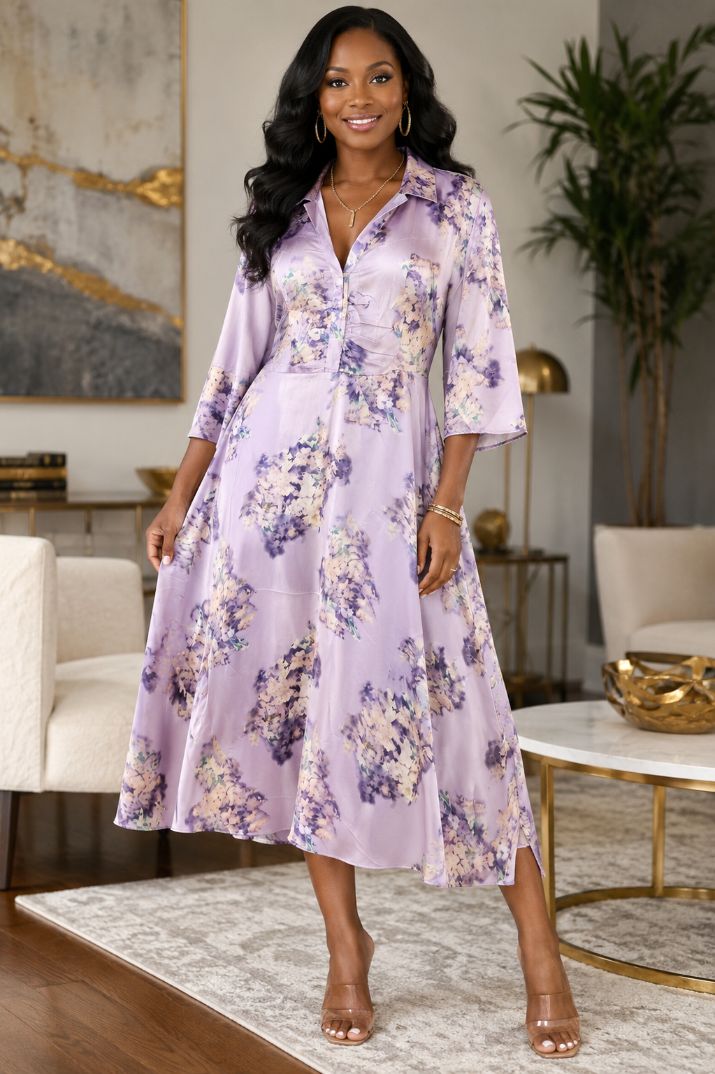 NWT Fly Curvy Lavendar Floral Dress Best Size 2X