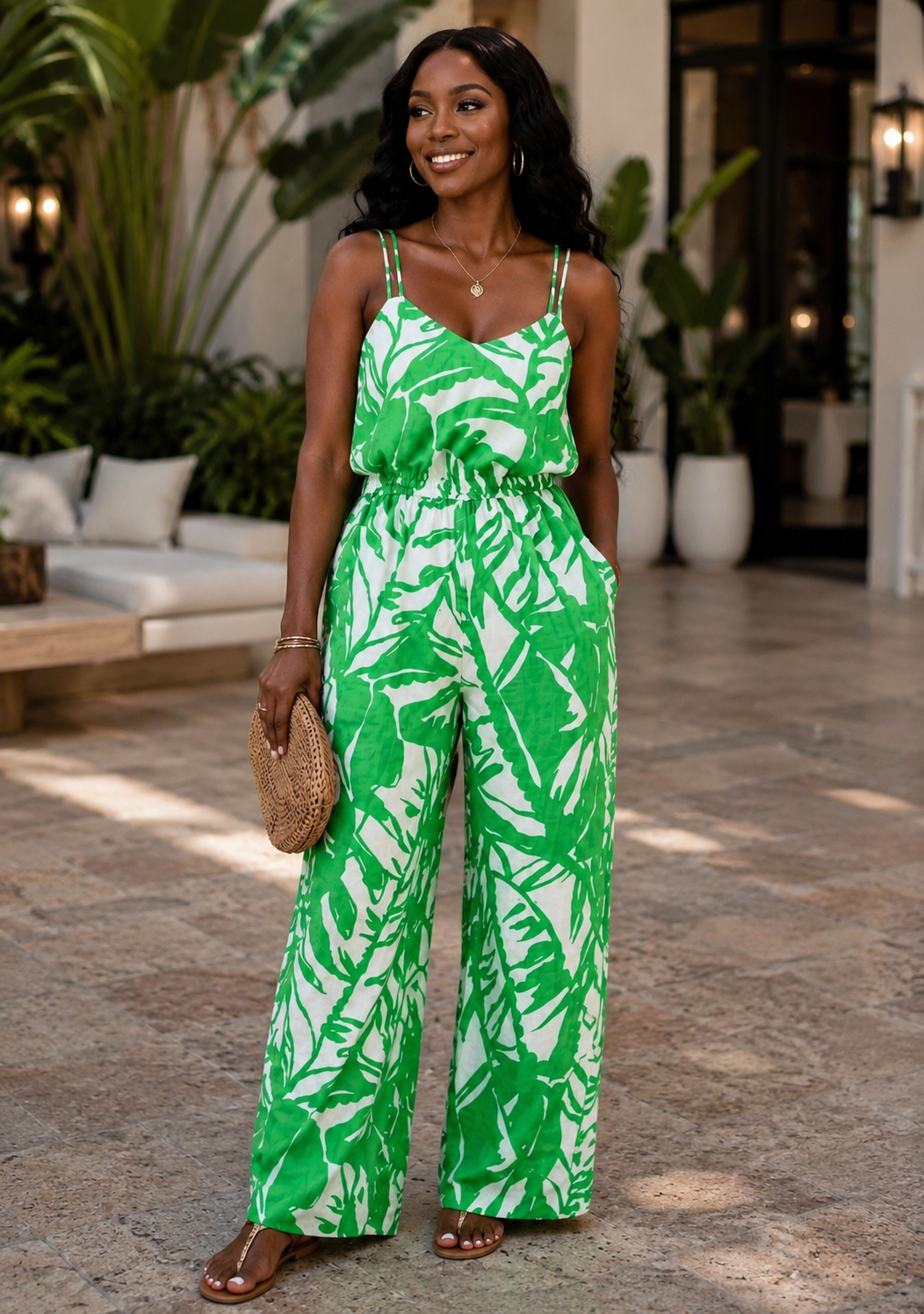 Lilly Pulitzer Green & White Jumpsuit Size XL